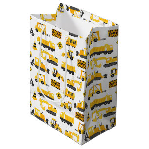 Patroon voor constructietrucks en -tekens wit medium cadeauzakje