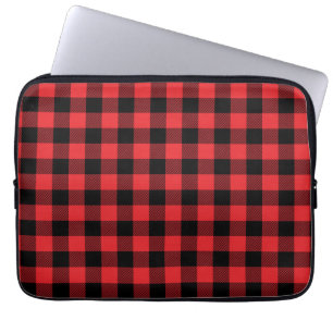 Patroon voor controle op rode flanelbuffels laptop sleeve
