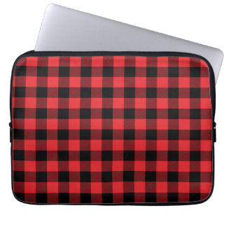 Patroon voor controle op rode flanelbuffels laptop sleeve