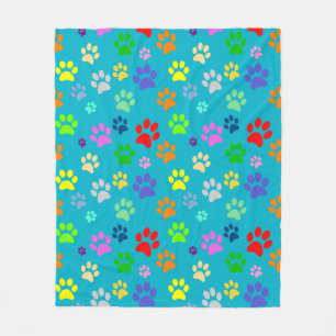 Patroon voor cute en Colorful Pet Paw-printers Fleece Deken