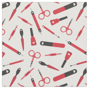 Patroon voor Cute Red Black Manicurist Tools Stof