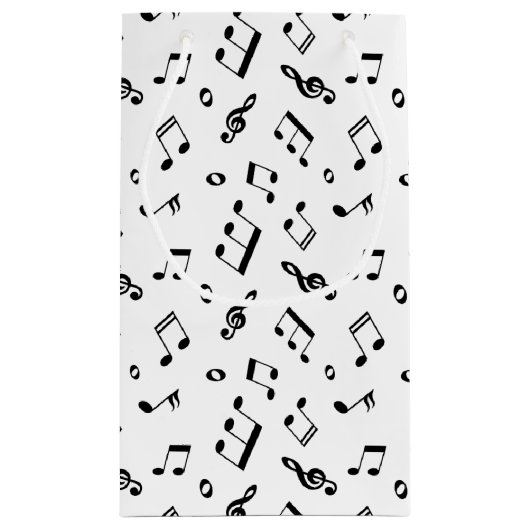 Patroon voor dansende Muzieknoten en monogram Klein Cadeauzakje (Achterkant)