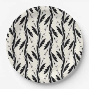 Patroon voor decoratieve zwarte wijnstokken papieren bordje