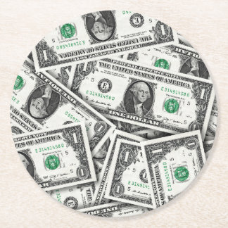 Patroon voor een dollarbiljet ronde kartonnen onderzetter