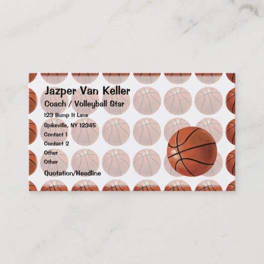 Patroon voor gebilderd basketbal visitekaartje (Voorkant)