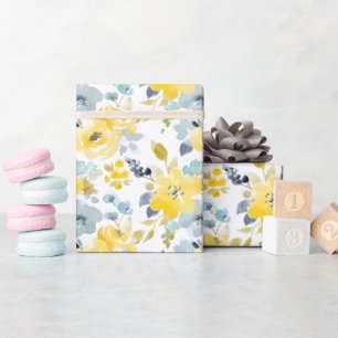 Patroon voor gele en blauwe Waterverf Cadeaupapier