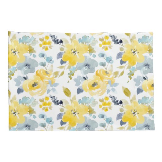 Patroon voor gele en blauwe Waterverf Kussensloop (Achterkant-Rechts)