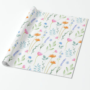 Patroon voor gemengde Waterverf wilde bloemen Cadeaupapier