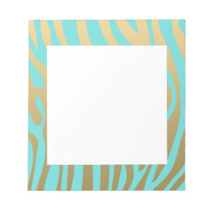 Patroon voor gouden en blauwe zebrastripes notitieblok