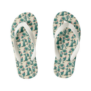 Patroon voor groene en rode cactus kinder teenslippers