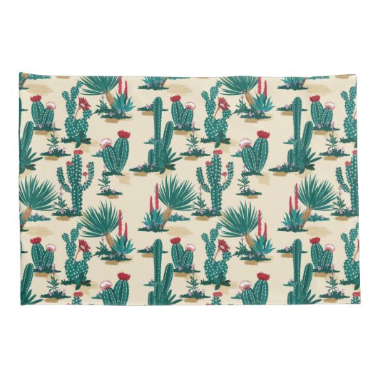 Patroon voor groene en rode cactus kussensloop (Achterkant-Rechts)