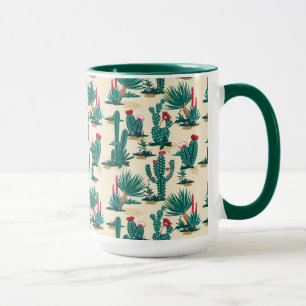 Patroon voor groene en rode cactus mok