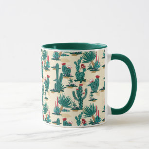 Patroon voor groene en rode cactus mok