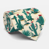 Patroon voor groene en rode cactus stropdas (Opgerold)