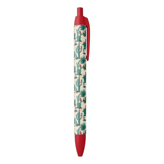 Patroon voor groene en rode cactus zwarte inkt pen (Achterkant (Verticaal))