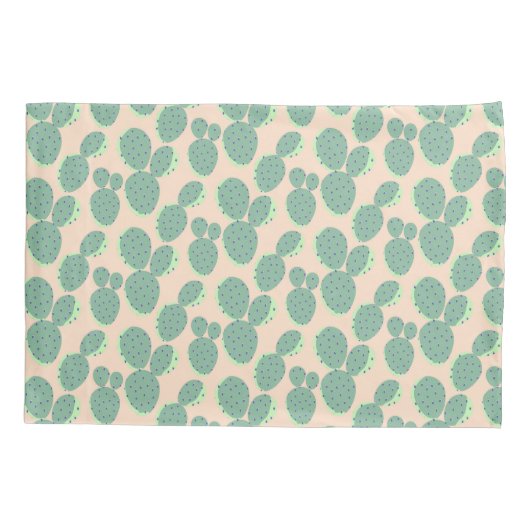 Patroon voor groene en roze cactus kussensloop (Achterkant-Links)