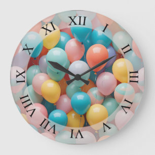Patroon voor kleurrijke partijballons grote klok