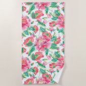 Patroon voor licht roze bruine bloemen strandlaken (Voorkant)