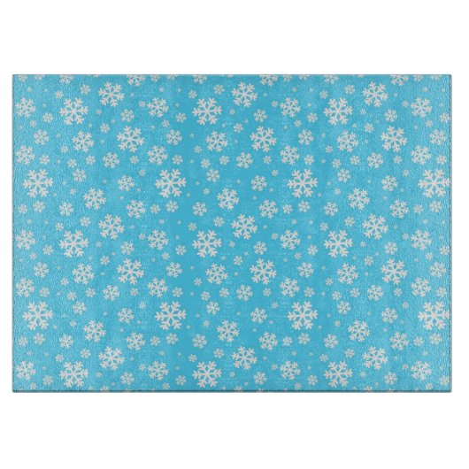 Patroon voor lichte blauw en witte kerstsnowflakes snijplank (Voorkant)