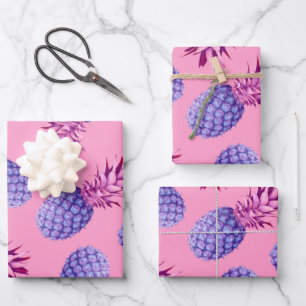 Patroon voor lila en roze ananassen inpakpapier vel
