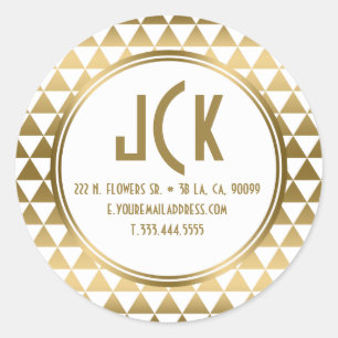 Patroon voor moderne witte en goudgeometrische dri ronde sticker