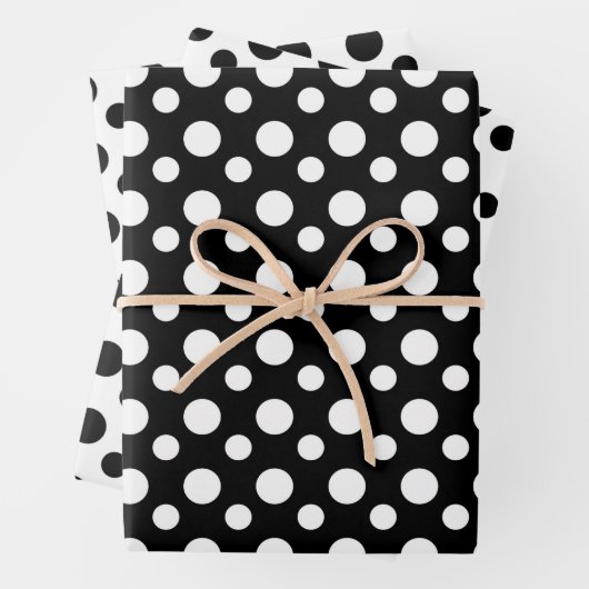 Patroon voor moderne zwarte en witte poolvlekken inpakpapier vel (In situ)