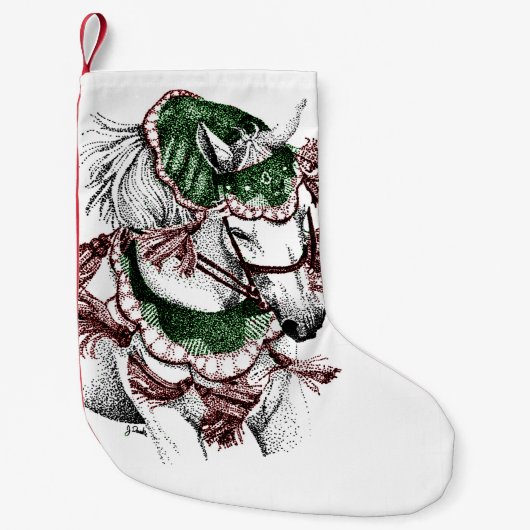Patroon voor Navy Blue Galloping Horses Kleine Kerstsok (Voorkant)