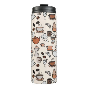 Patroon voor objecten in theewinkels en koffie thermosbeker