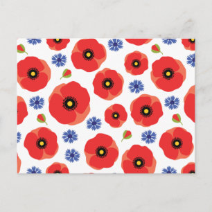 Patroon voor papavers en cornbloemen briefkaart