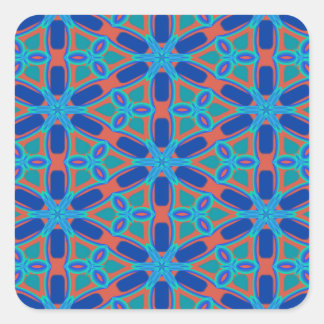 Patroon voor rode, blauwe en groene Floral Vierkante Sticker