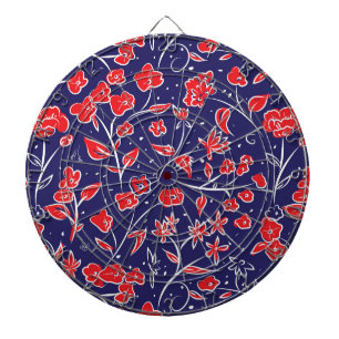 Patroon voor rode en blauwe bloemen dartbord