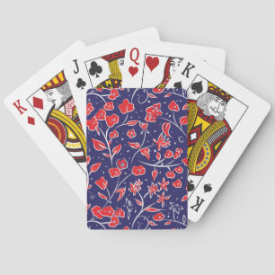 Patroon voor rode en blauwe bloemen pokerkaarten