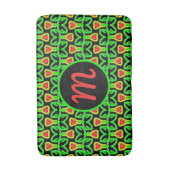 Patroon voor rode en gele lente en monogram badmat (Voorkant Verticaal)