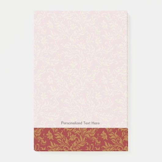 Patroon voor rode en gouden flora post-it® notes (Voorkant)