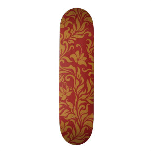 Patroon voor rode en gouden flora skateboard