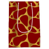 Patroon voor rode en gouden Giraffe Middelgrote Gi Medium Cadeauzakje (Achterkant)