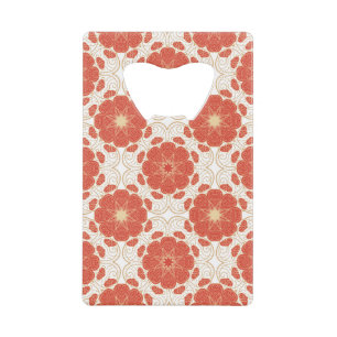 Patroon voor rode en goudflens kredietkaart flessenopener