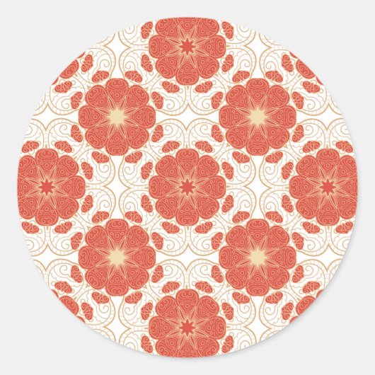 Patroon voor rode en goudflens ronde sticker (Voorkant)