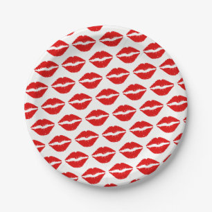 Patroon voor rode lipstick papieren bordje
