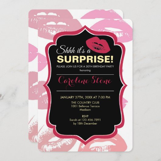 Patroon voor rode mondjes Aangepast Kaart (Voorkant / Achterkant)