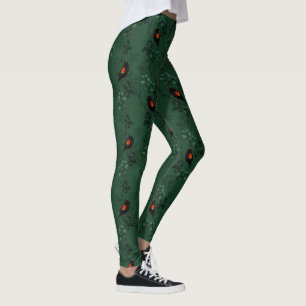 Patroon voor rode zwarte vogels leggings