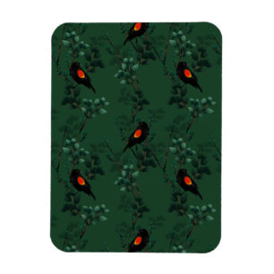 Patroon voor rode zwarte vogels magneet