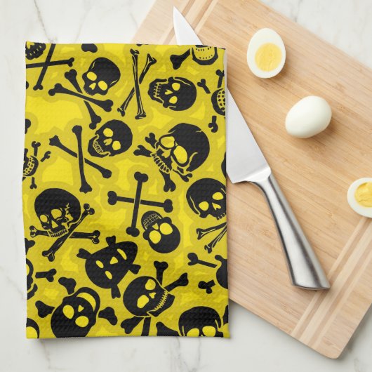 Patroon voor schedel en dwarsbeenderen theedoek (Quarter Fold)