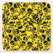 Patroon voor schedel en dwarsbeenderen vierkante kartonnen onderzetter (Voorkant)