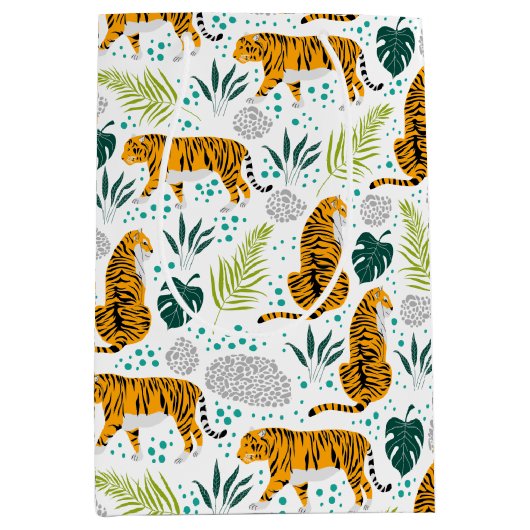 Patroon voor sigaren en tropische bladeren medium cadeauzakje (Voorkant)