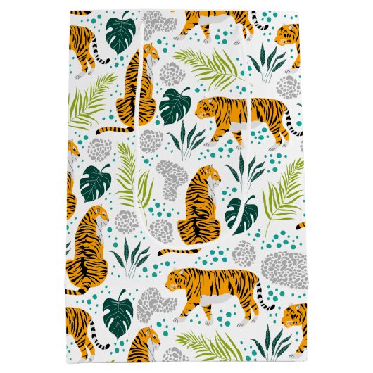 Patroon voor sigaren en tropische bladeren medium cadeauzakje (Achterkant)