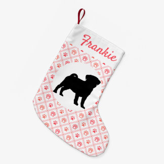 Patroon voor speciale tapewisselaar rode pug afdru kleine kerstsok