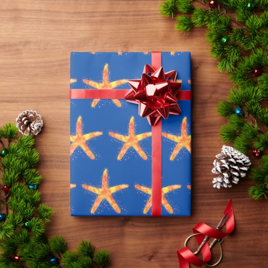 Patroon voor Starfish Waterverf Cadeaupapier (Feestdagen Geschenken)
