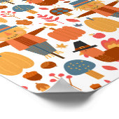 Patroon voor Thanksgiving Turkije en Scarecrow Poster (Hoek)