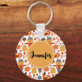 Patroon voor Thanksgiving Turkije en Scarecrow Sleutelhanger (Voorkant)